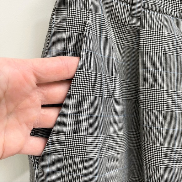 Brooks Brothers stretch wool glen plaid pleated wide leg trousers black white 4 - Picture 6 of 10